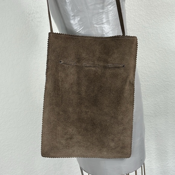 FP Gray Suede Crossbody Drawstring Bag - Picture 4 of 6